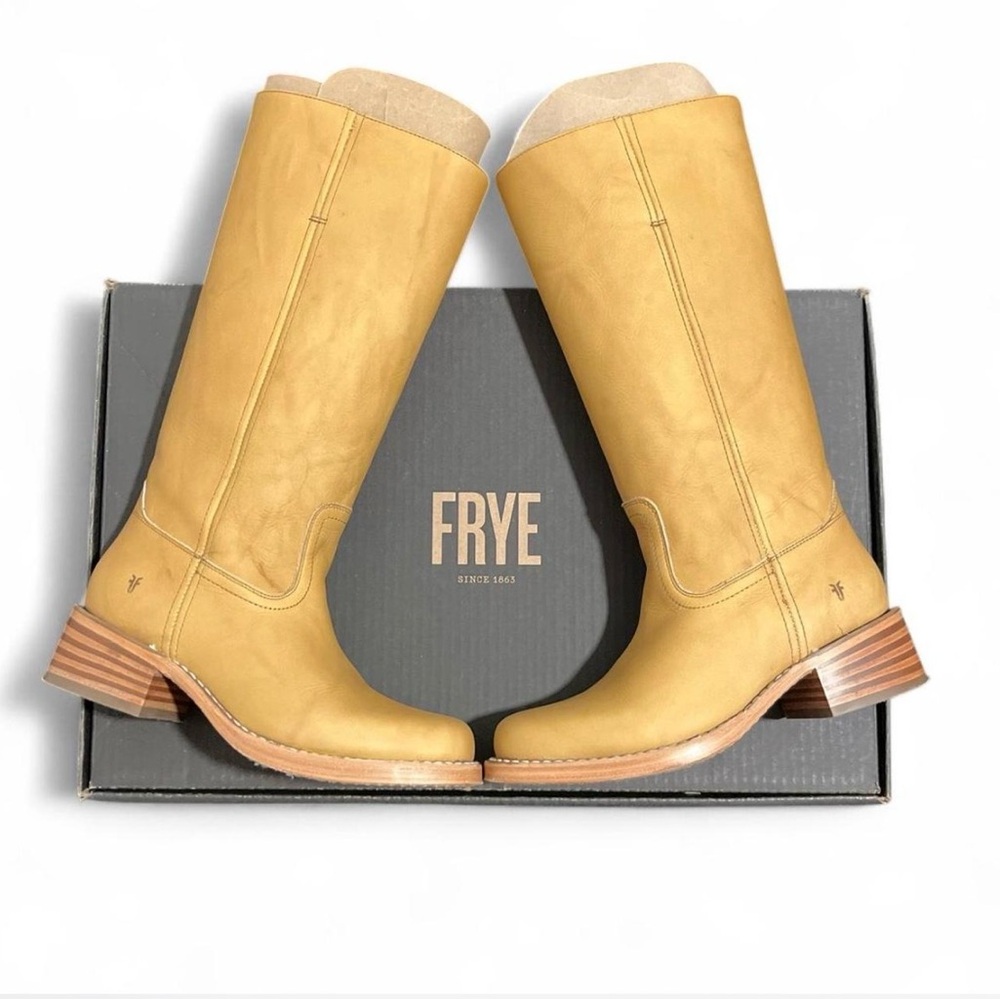Brand new Frye 14L Campus Banana Boots Leather Mid-Calf Boots size 9.5 in box!